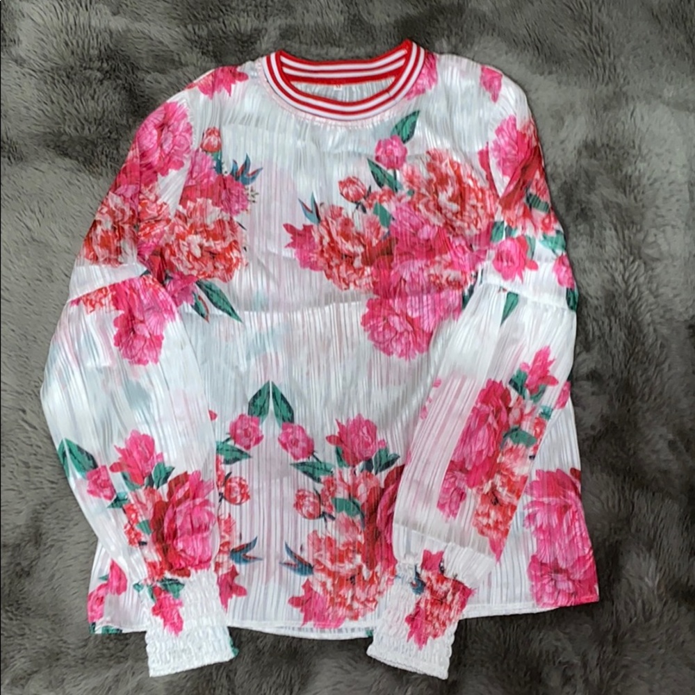 Boho Striped Floral Long Sleeve Shirt